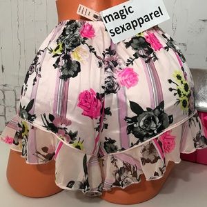 SALE🎉VS S M L XL SATIN SLEEP SHORTS FLORAL RUFFLE